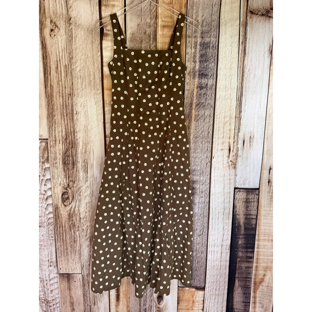 Abercrombie & Fitch Mila Stretch Midi Dress Seashell Print Brown Size Small NWT
